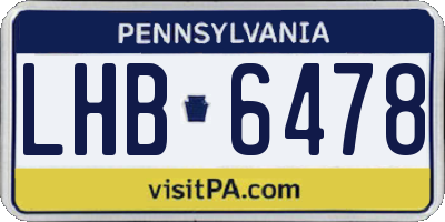 PA license plate LHB6478