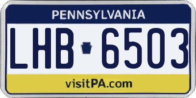 PA license plate LHB6503