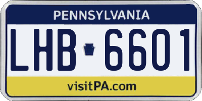 PA license plate LHB6601