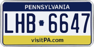 PA license plate LHB6647