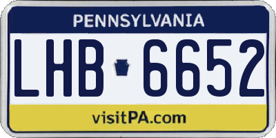 PA license plate LHB6652
