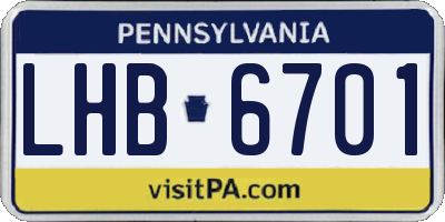 PA license plate LHB6701