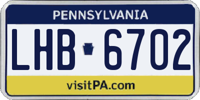 PA license plate LHB6702