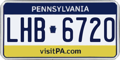 PA license plate LHB6720