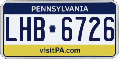 PA license plate LHB6726