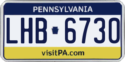 PA license plate LHB6730