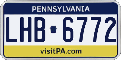 PA license plate LHB6772