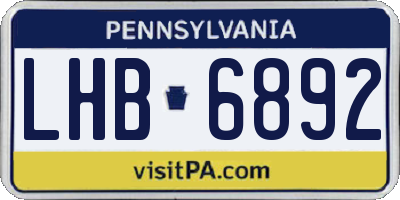 PA license plate LHB6892