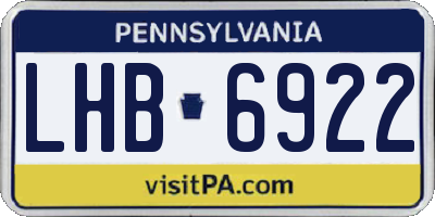 PA license plate LHB6922