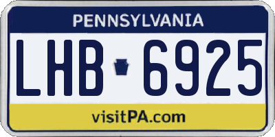 PA license plate LHB6925