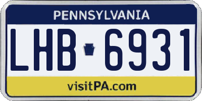 PA license plate LHB6931