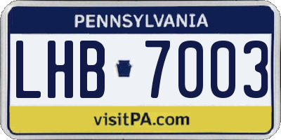 PA license plate LHB7003