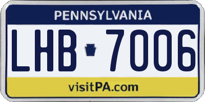 PA license plate LHB7006