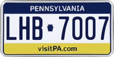 PA license plate LHB7007