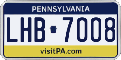 PA license plate LHB7008