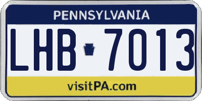 PA license plate LHB7013
