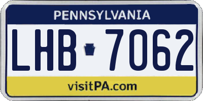 PA license plate LHB7062