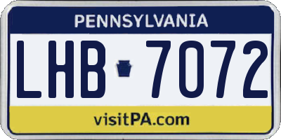 PA license plate LHB7072