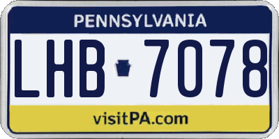 PA license plate LHB7078