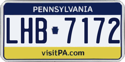 PA license plate LHB7172