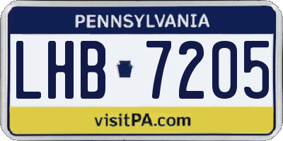 PA license plate LHB7205