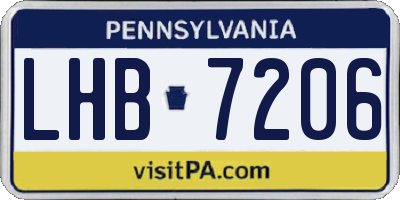 PA license plate LHB7206