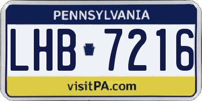 PA license plate LHB7216