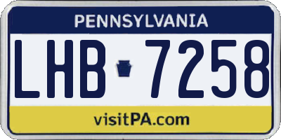 PA license plate LHB7258