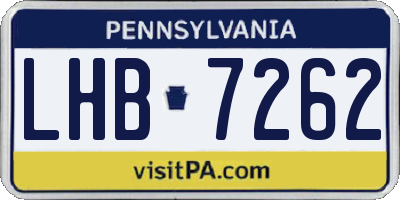 PA license plate LHB7262