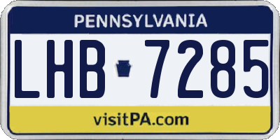 PA license plate LHB7285