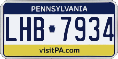 PA license plate LHB7934