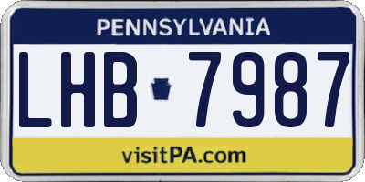 PA license plate LHB7987