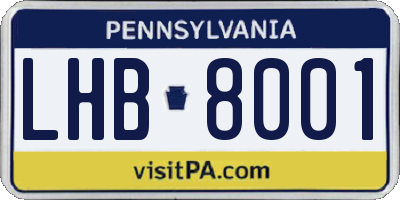 PA license plate LHB8001