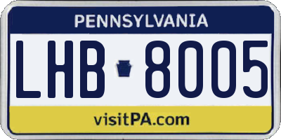 PA license plate LHB8005