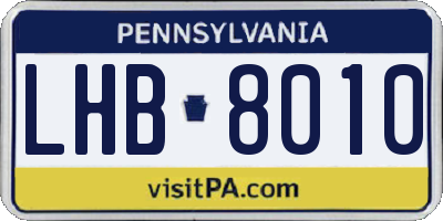 PA license plate LHB8010