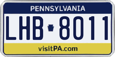 PA license plate LHB8011