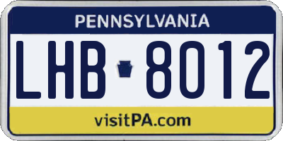 PA license plate LHB8012