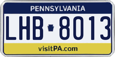 PA license plate LHB8013