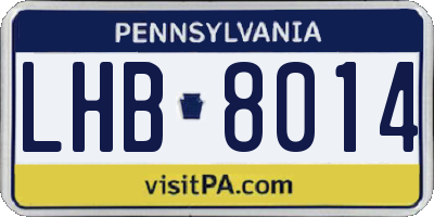 PA license plate LHB8014