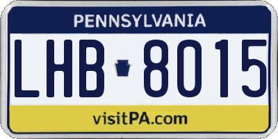 PA license plate LHB8015
