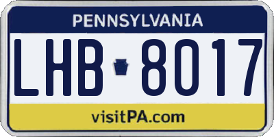 PA license plate LHB8017