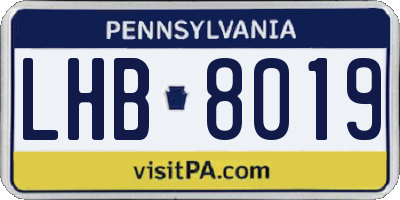 PA license plate LHB8019
