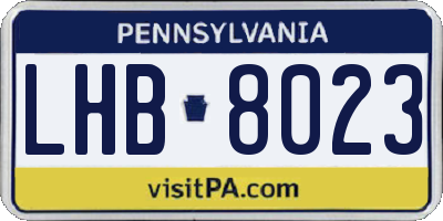 PA license plate LHB8023