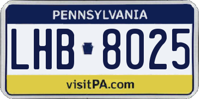 PA license plate LHB8025