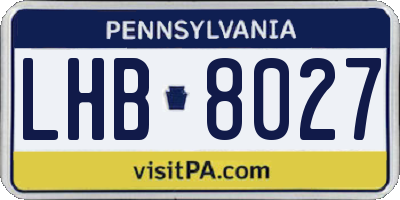 PA license plate LHB8027