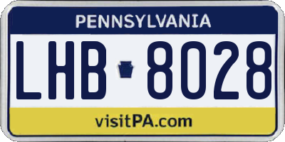 PA license plate LHB8028