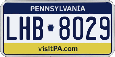 PA license plate LHB8029