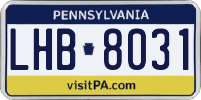 PA license plate LHB8031