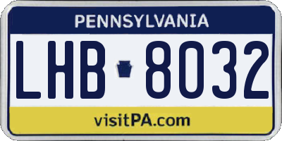 PA license plate LHB8032