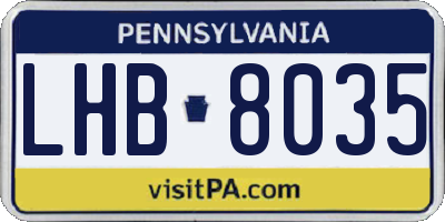 PA license plate LHB8035